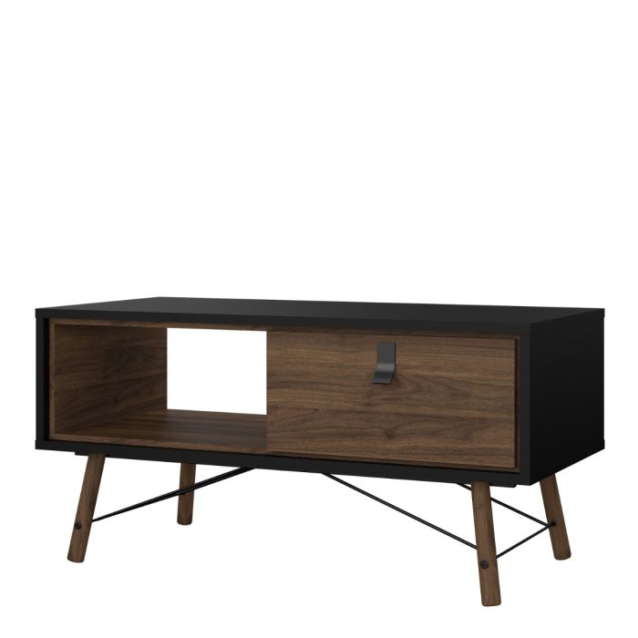 Ry Coffee table with 1 drawer in Matt Black Walnut - UK