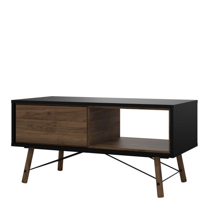 Ry Coffee table with 1 drawer in Matt Black Walnut - UK