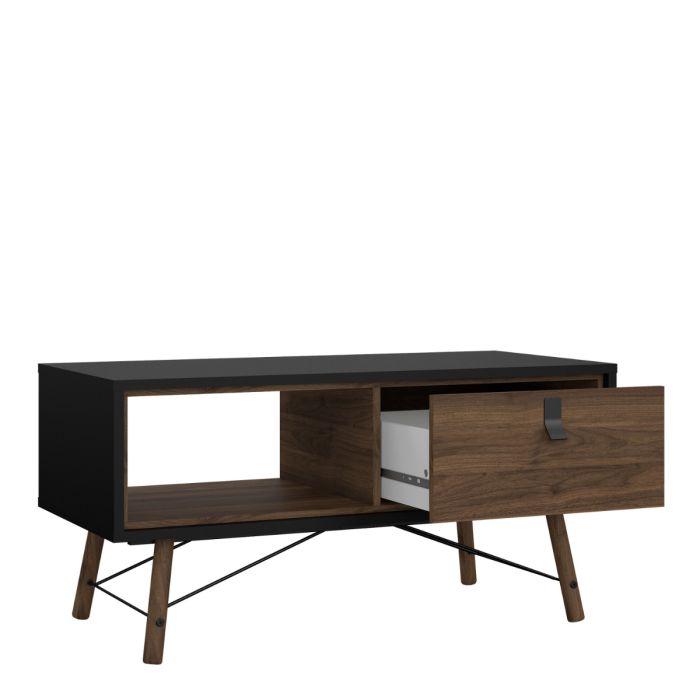 Ry Coffee table with 1 drawer in Matt Black Walnut - UK