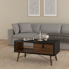 Ry Coffee table with 1 drawer in Matt Black Walnut - UK