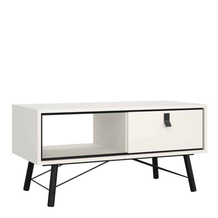 Ry Coffee table with 1 drawer in Matt White - UK