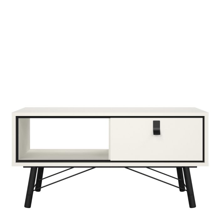 Ry Coffee table with 1 drawer in Matt White - UK