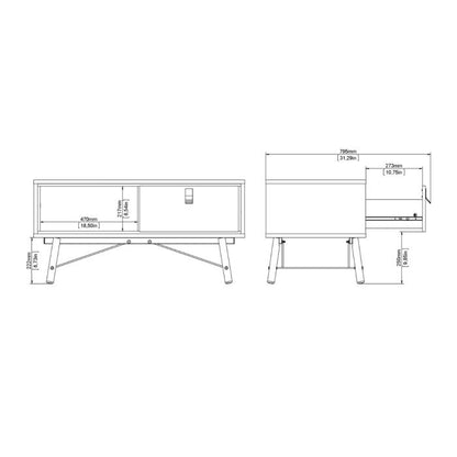 Ry Coffee table with 1 drawer in Matt White - UK