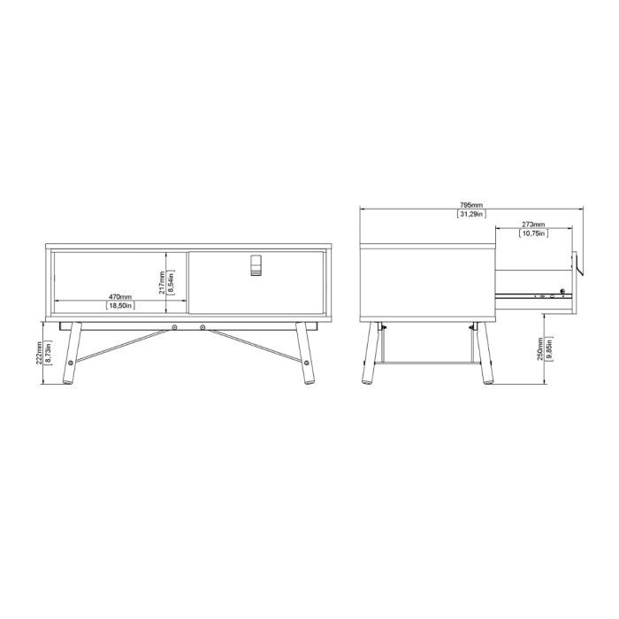 Ry Coffee table with 1 drawer in Matt White - UK