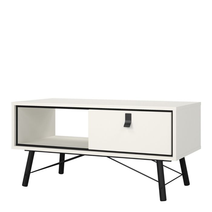 Ry Coffee table with 1 drawer in Matt White - UK