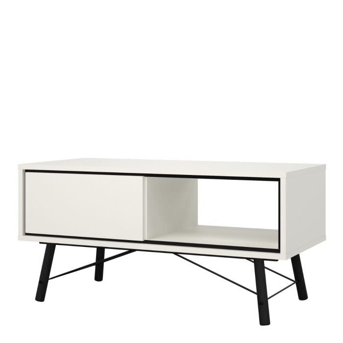 Ry Coffee table with 1 drawer in Matt White - UK