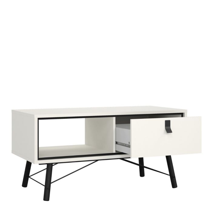 Ry Coffee table with 1 drawer in Matt White - UK