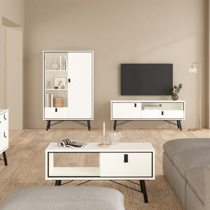 Ry Coffee table with 1 drawer in Matt White - UK