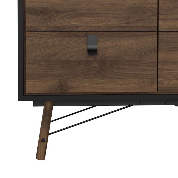 Ry Double chest of drawers 6 drawers in Matt Black Walnut - UK