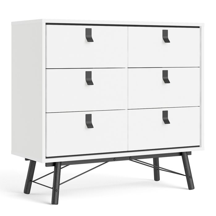 Ry Double chest of drawers 6 drawers in Matt White - UK