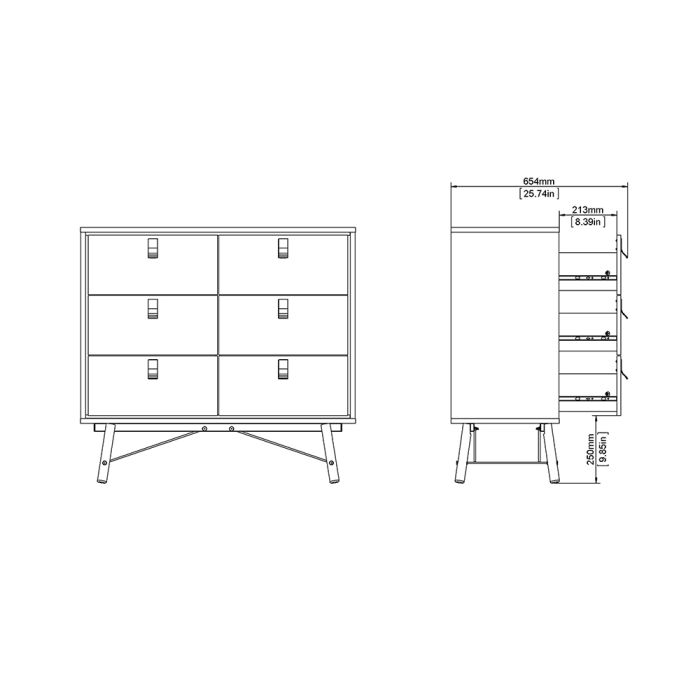 Ry Double chest of drawers 6 drawers in Matt White - UK