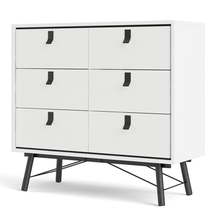 Ry Double chest of drawers 6 drawers in Matt White - UK