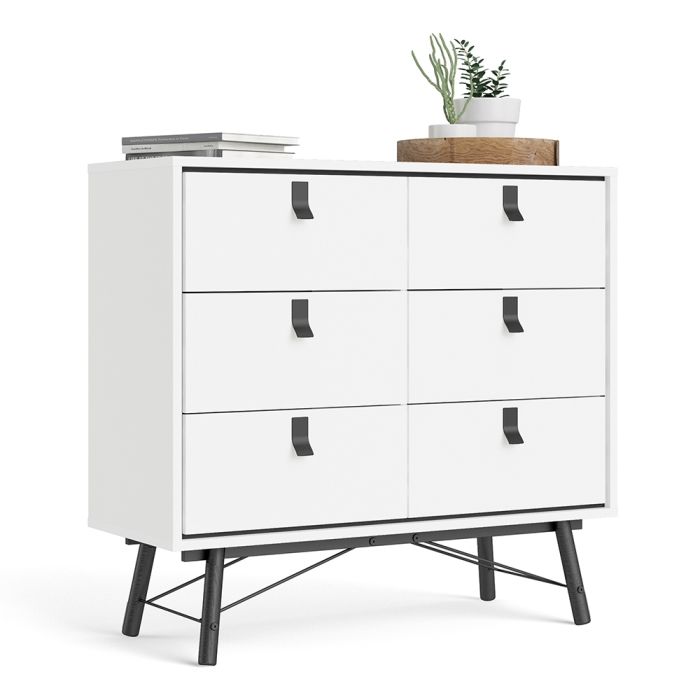 Ry Double chest of drawers 6 drawers in Matt White - UK