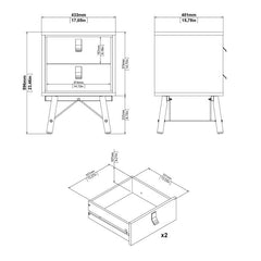 Ry Package - Wardrobe 3 doors + 3 drawers + Double chest of drawers 6 drawers + Bedside cabinet 2 drawer in Matt Black Walnut - UK - Furniture One Shop