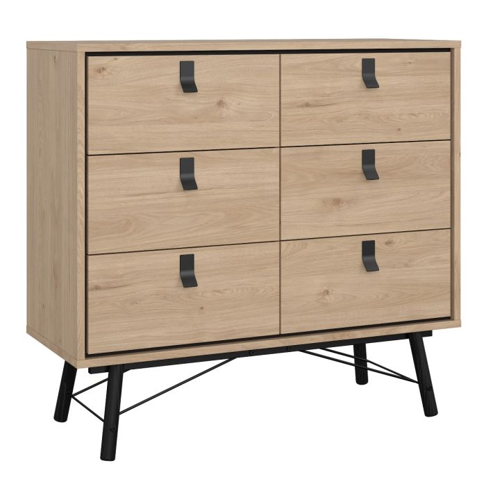 Ry Package - Wardrobe 3 doors + 3 drawers + Double chest of drawers 6 drawers + Bedside cabinet 2 drawer in Matt White - UK