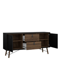 Ry Sideboard 2 doors + 2 drawers in Matt Black Walnut - UK - Furniture One Shop