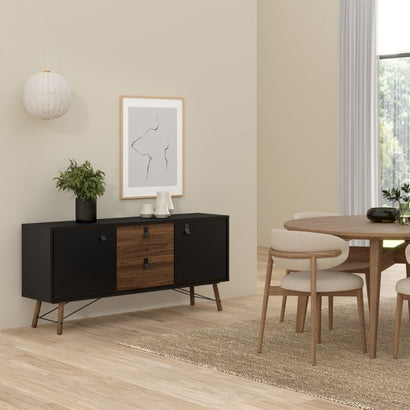 Ry Sideboard 2 doors + 2 drawers in Matt Black Walnut - UK - Furniture One Shop