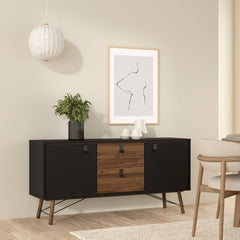Ry Sideboard 2 doors + 2 drawers in Matt Black Walnut - UK - Furniture One Shop
