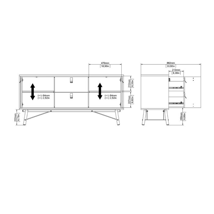 Ry Sideboard 2 doors + 2 drawers in Matt White - UK