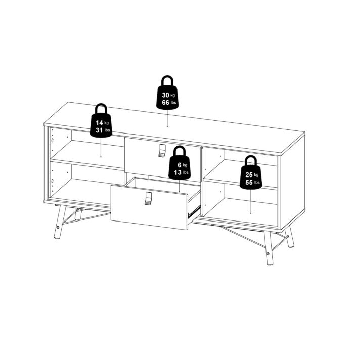 Ry Sideboard 2 doors + 2 drawers in Matt White - UK