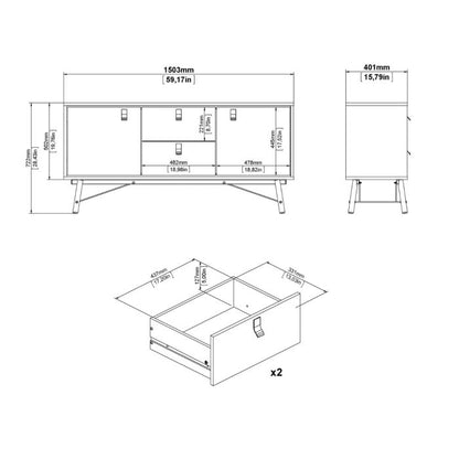 Ry Sideboard 2 doors + 2 drawers in Matt White - UK
