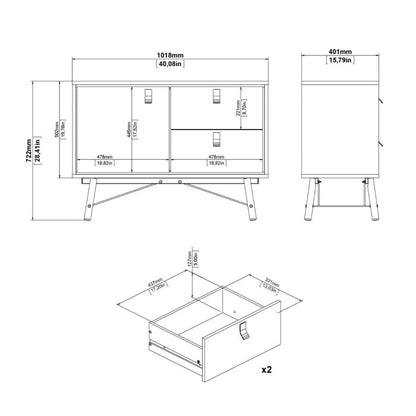 Ry Sideboard with 1 door + 2 drawers in Matt White - UK