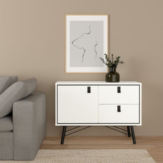 Ry Sideboard with 1 door + 2 drawers in Matt White - UK