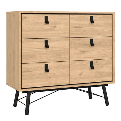 Ry Small Double Chest of Drawers 6 Drawers in Jackson Hickory Oak - UK