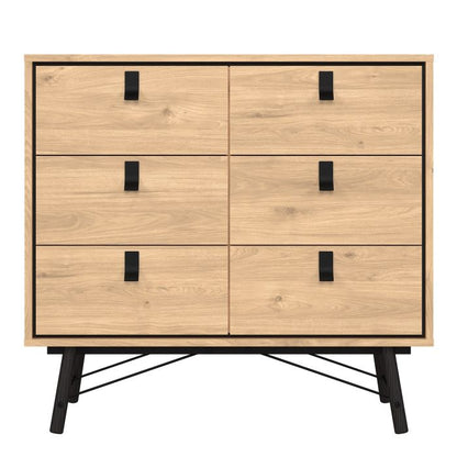 Ry Small Double Chest of Drawers 6 Drawers in Jackson Hickory Oak - UK