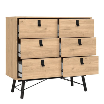 Ry Small Double Chest of Drawers 6 Drawers in Jackson Hickory Oak - UK