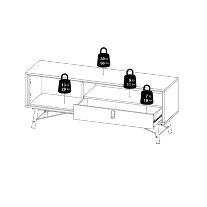 Ry TV-unit 1 door + 1 drawer in Matt Black Walnut - UK