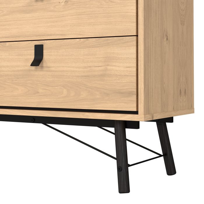 Ry Wide Double Chest of Drawers 6 Drawers in Jackson Hickory Oak - UK