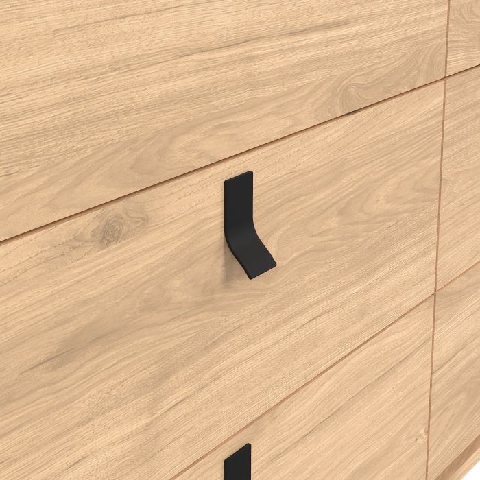 Ry Wide Double Chest of Drawers 6 Drawers in Jackson Hickory Oak - UK