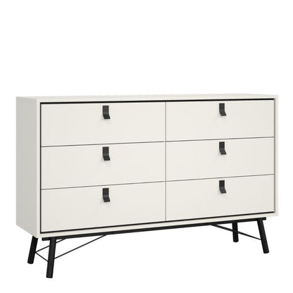 Ry Wide double chest of drawers 6 drawers in Matt White - UK
