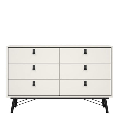 Ry Wide double chest of drawers 6 drawers in Matt White - UK