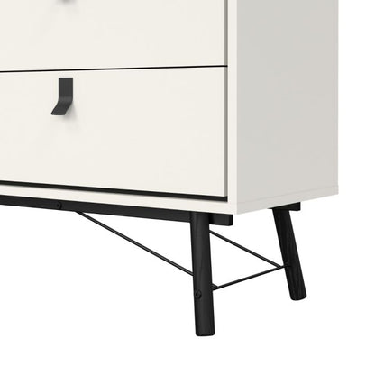 Ry Wide double chest of drawers 6 drawers in Matt White - UK
