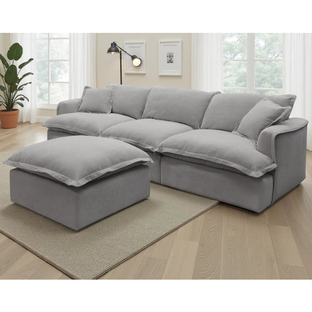 Santa Barbara Modular 3 Seater Sofa In Grey with Footstool