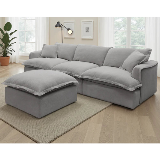 Santa Barbara Modular 3 Seater Sofa In Grey with Footstool