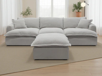 Santa Barbara Modular 3 Seater Sofa In Stone with Footstool - Furniture One Shop