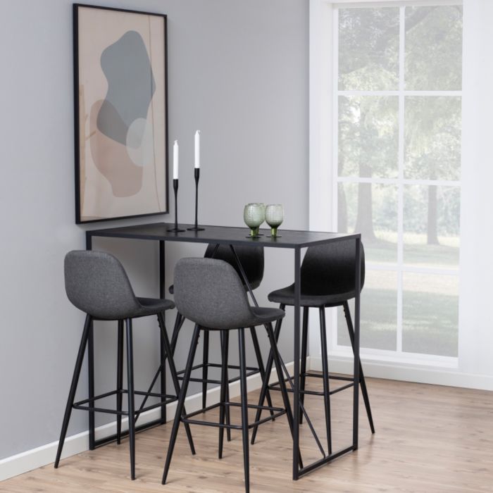 Seaford Black Metal Bar Table with Black Ash Top