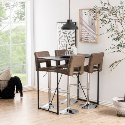 Seaford Black Metal Bar Table with Black Ash Top