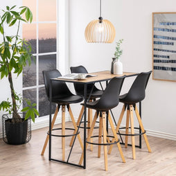 Seaford Black Metal Bar Table with Oak Top - Furniture One Shop