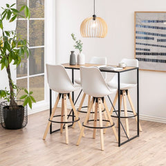 Seaford Black Metal Bar Table with Oak Top - Furniture One Shop