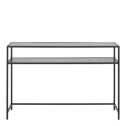 Seaford Black Metal Console Table With Black Top