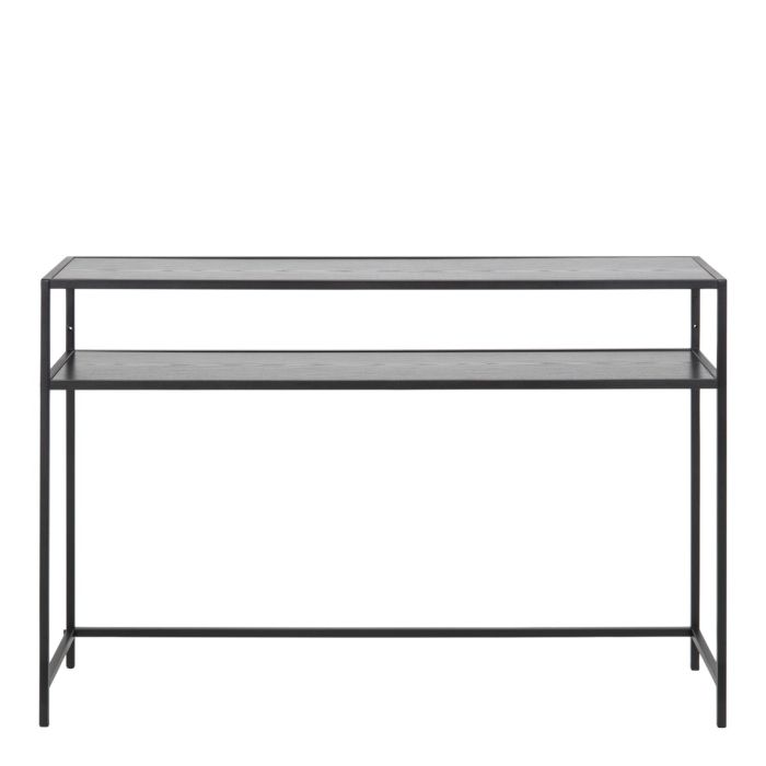 Seaford Black Metal Console Table With Black Top