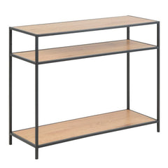 Seaford Console Table, 2 Shelves in Black and Oak - Furniture One Shop