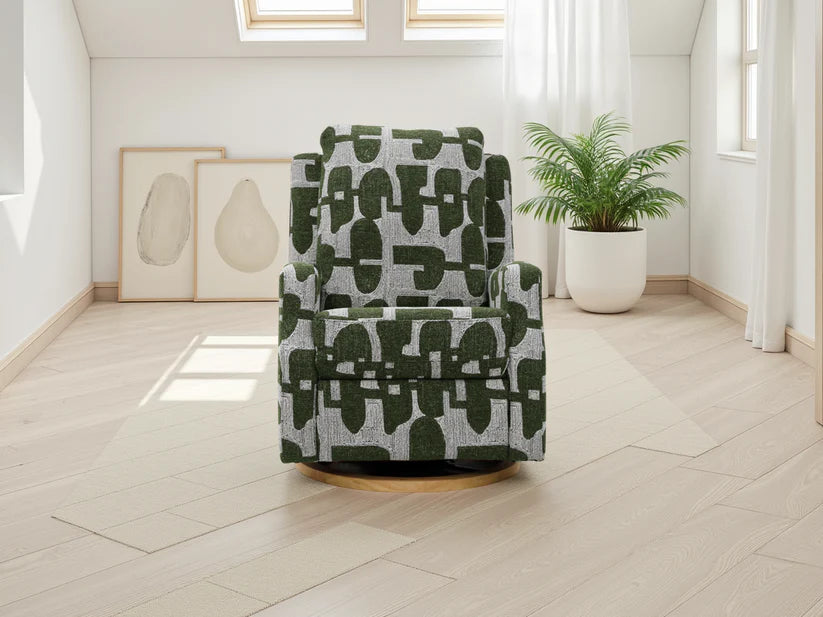 Seville Electric Fabric Reclining Chair With USB In Green And White - Furniture One Shop