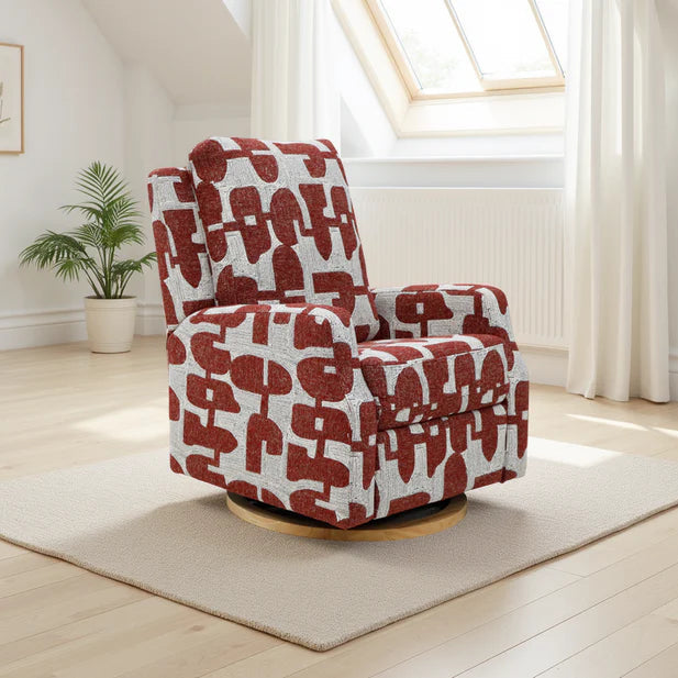 Seville Electric Fabric Reclining Chair With USB In Red And White