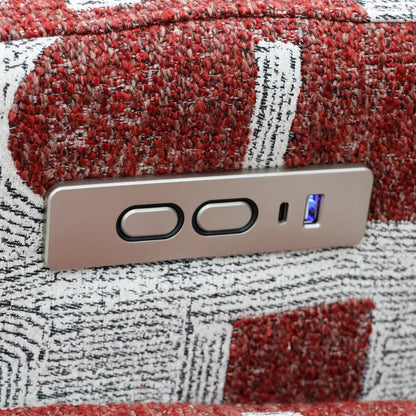 Seville Electric Fabric Reclining Chair With USB In Red And White - Furniture One Shop