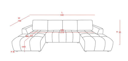 Shanghai Luxury U-Shape Corner Sofa Bed In Grey Plush Fabric - Furniture One Shop